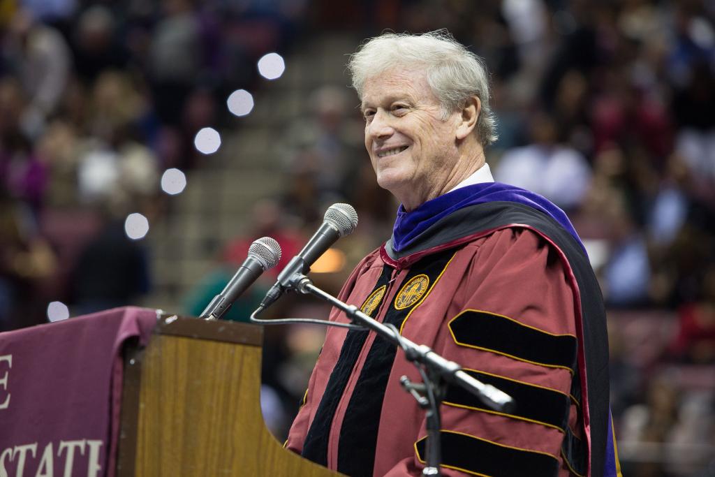 President John Thrasher presides over his first commencement in Fall 2014.
