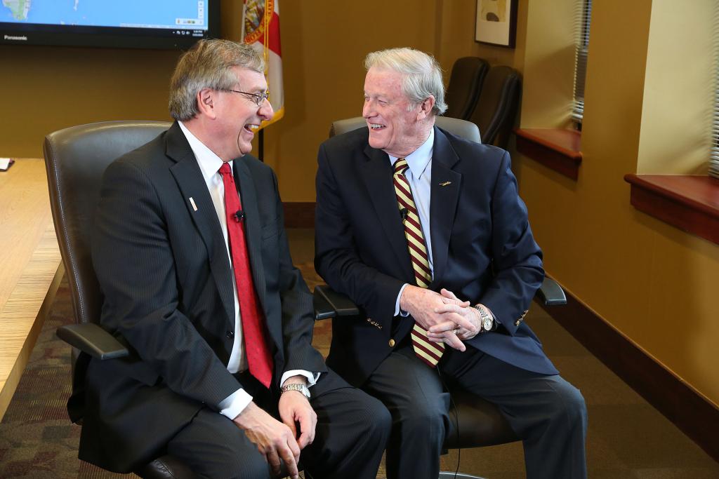 President Thrasher with University of Florida President Kent Fuchs during a Florida Board of Governors meeting in 2016.