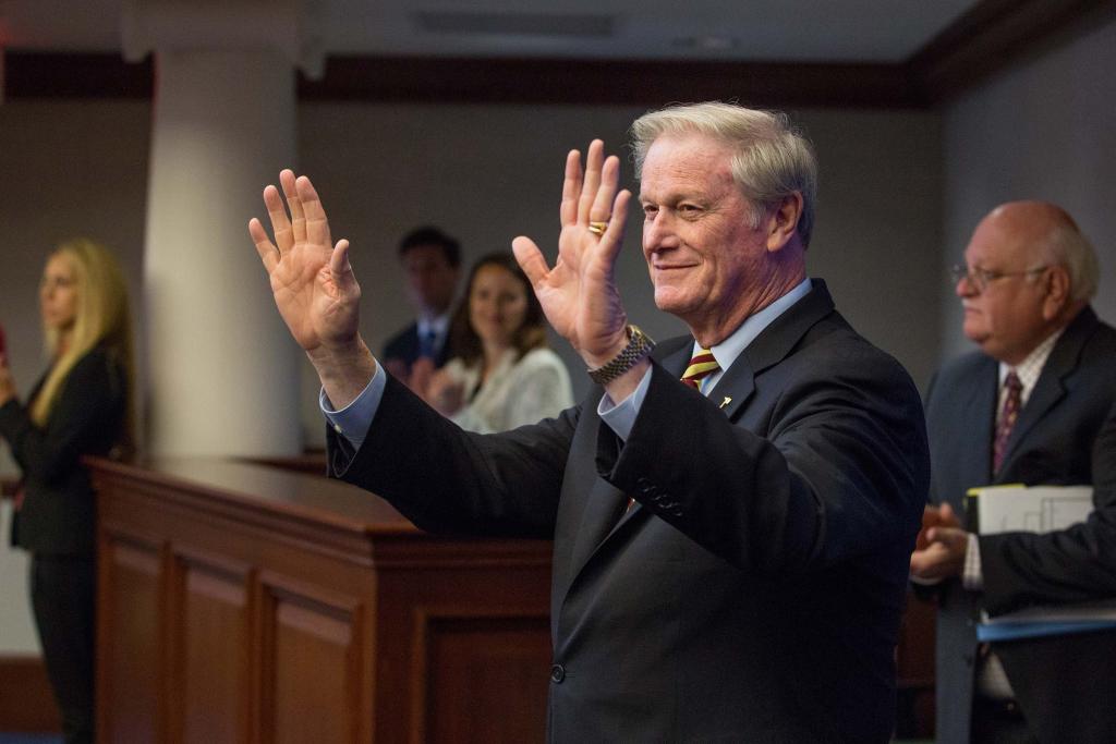 President John Thrasher, a former Florida Speaker of the House and state senator, attends FSU Day at the Florida State Capitol in April 2017.